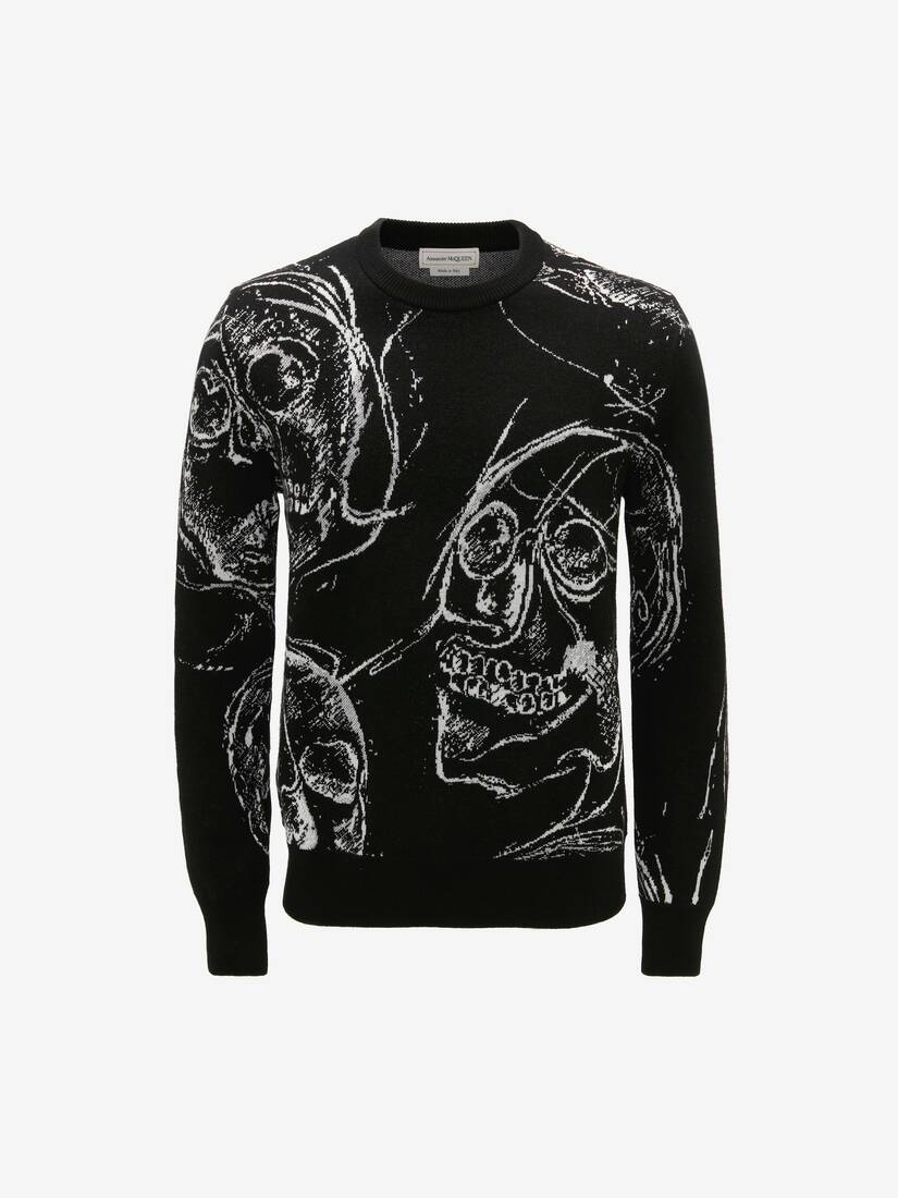 Prendas De Punto Alexander McQueen Painted Skulls Jacquard Hombre - Negros - Mexico 754-UTXIJL